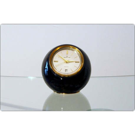 Table Clock MARVIN, Swiss Made 1950 - Flecked GALALITH