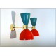 Coppia di Applique Art. A-038 - Paralume in Metallo - Struttura in Ottone - ROSSO / VERDE