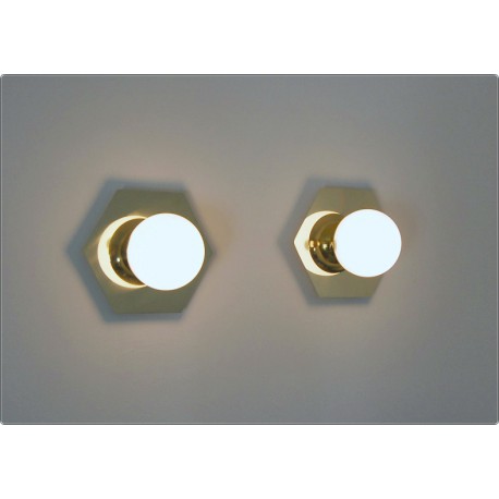 Coppia di Applique SFERA GLASS Art. A-024 - Struttura in Ottone