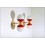 Pair of Wall Sconces DOUBLE SPHERE GLASS Art. A-052 - BRASS / RED
