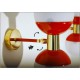 Pair of Wall Sconces DOUBLE SPHERE GLASS Art. A-052 - BRASS / RED