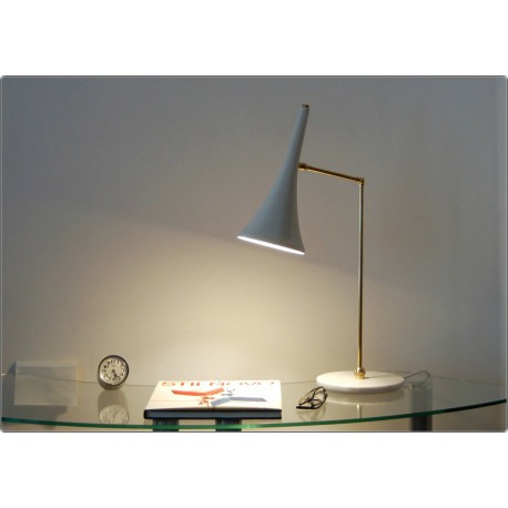 Lampada da Tavolo Art. TL-064 - Ottone / Marmo - BIANCO