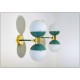 Coppia di Applique DOPPIA SFERA GLASS Art. A-084 - Ottone / AZZURRO