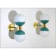 Pair of Wall Sconces DOUBLE SPHERE GLASS Art. A-084 - BRASS / Light BLUE