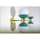Pair of Wall Sconces DOUBLE SPHERE GLASS Art. A-084 - BRASS / Light BLUE