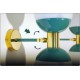 Coppia di Applique DOPPIA SFERA GLASS Art. A-084 - Ottone / AZZURRO