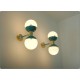 Coppia di Applique DOPPIA SFERA GLASS Art. A-084 - Ottone / AZZURRO