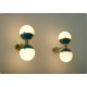 Pair of Wall Sconces DOUBLE SPHERE GLASS Art. A-084 - BRASS / Light BLUE