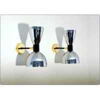 Pair of Wall Sconces Art. A-086 - Brass structure - CHROME