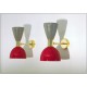 DEYROO - Pair of Wall Lamps Art. A-096 - Metal / Brass - GRAY / RED