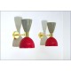 DEYROO - Coppia di Applique Art. A-096 - Metallo / Ottone - GRIGIO - ROSSO