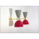 DEYROO - Coppia di Applique Art. A-096 - Metallo / Ottone - GRIGIO - ROSSO