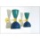 Coppia di Applique Art. A-022 - Paralume in Metallo - Struttura in Ottone - Verde / Blu