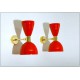 Coppia di Applique Art. A-016 - Paralume in Metallo - Struttura in Ottone - Made in Italy - ROSSO