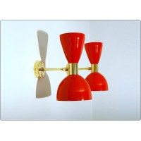 Coppia di Applique Art. A-016 - Paralume in Metallo - Struttura in Ottone - Made in Italy - ROSSO