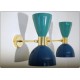 Pair of Wall Sconces Art. A-022 - Metal Lampshade - Brass structure - Green / Blue Color