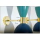 Pair of Wall Sconces Art. A-022 - Metal Lampshade - Brass structure - Green / Blue Color