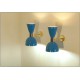 Wall Lamp Art. A-095 - Metal / Brass - Light BLUE