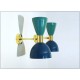 Pair of Wall Sconces Art. A-022 - Metal Lampshade - Brass structure - Green / Blue Color
