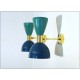 Pair of Wall Sconces Art. A-022 - Metal Lampshade - Brass structure - Green / Blue Color