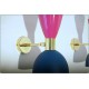 Wall Lamp Art. A-031 - Metal / Brass - PINK / BLUE Opaque