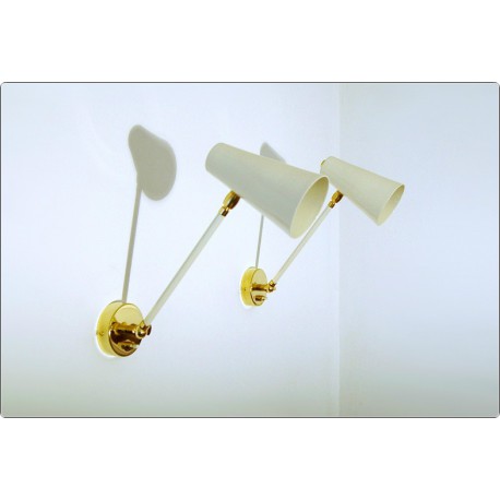 Applique Art. A-101 - Metallo / Ottone - BIANCO - ARTICOLATO con Interruttore