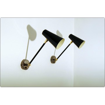 Wall Lamp Art. A-102 - Metal / Brass - ARTICULATED with Switch - BLACK Color