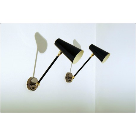 Wall Lamp Art. A-102 - Metal / Brass - ARTICULATED with Switch - BLACK Color