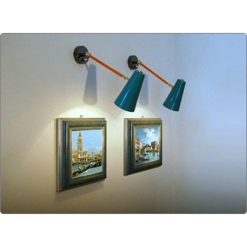 Applique Art. A-103 - Metallo / Ottone - ARTICOLATO con Interruttore - ARANCIONE / VERDE Chiaro