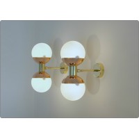 Pair of Wall Sconces DOUBLE SPHERE GLASS Art. A-032 - BRASS / COPPER