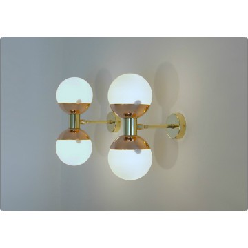 Wall Lamp DOUBLE SPHERE GLASS Art. A-032 - BRASS / COPPER