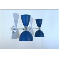 Wall Lamp Art. A-124 - Metal / BRASS Chromed - BLUE Opaque