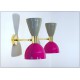 Pair of Wall Lamps Art. A-090 - Metal Lampshade - Brass structure - VIOLET / GRAY