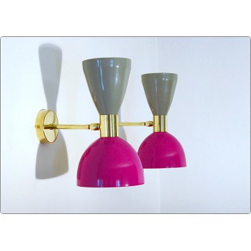 Wall Lamp Art. A-090 - Metal / Brass - VIOLET / GRAY
