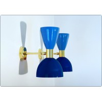 Wall Lamp Art. A-133 - Metal / Brass - Light BLUE / Dark BLUE