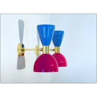 Wall Lamp Art. A-094 - Metal / Brass - VIOLET / Light BLUE Color