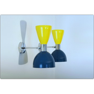 Wall Lamp Art. A-123 - Metal / BRASS Chromed - YELLOW / BLUE