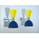 Wall Lamp Art. A-123 - Metal / BRASS Chromed - YELLOW / BLUE