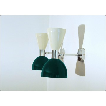 Wall Lamp Art. A-142 - Metal / BRASS Chromed - WHITE / Dark GREEN