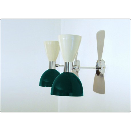 Wall Lamp Art. A-142 - Metal / BRASS Chromed - WHITE / Dark GREEN