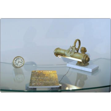 Antique Table / Wall Lamp - Brass and Carrara Marble - Italy 1920 / 40