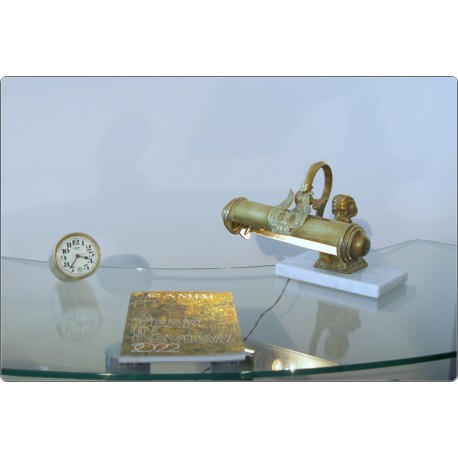 Antique Table / Wall Lamp - Brass and Carrara Marble - Italy 1920 / 40