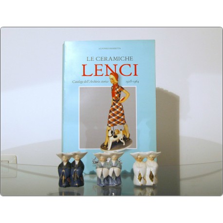 SET di tre Ceramiche LENCI Torino - Mod.  " MONACHELLE "