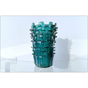 VENINI - Vaso di Fulvio Bianconi Mod. RITAGLI – Ed. Limitata. VERDE Acquamarina