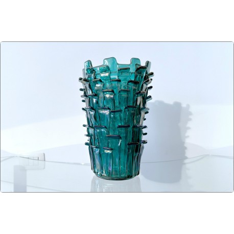 VENINI - Vaso di Fulvio Bianconi Mod. RITAGLI – Ed. Limitata. VERDE Acquamarina