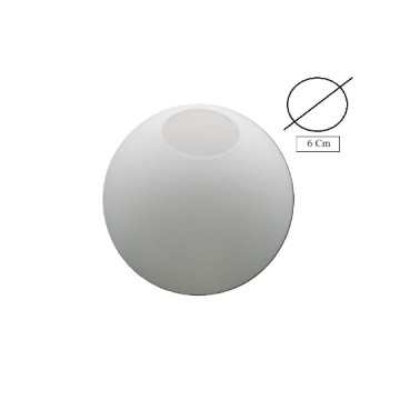 Sfera in Vetro Ø 12 Cm - Bianco Satinato - Foro Ø 6 Cm