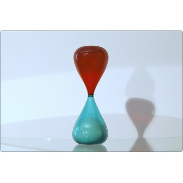 VENINI hourglass - Fulvio Bianconi - Murano Glass - RED / Light BLUE