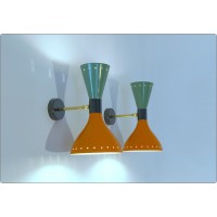 Wall Lamp Art. A-148 - Metal / Brass - Light GREEN / ORANGE