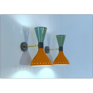 Applique Art. A-148 - Metallo / Ottone - VERDE Chiaro / ARANCIONE