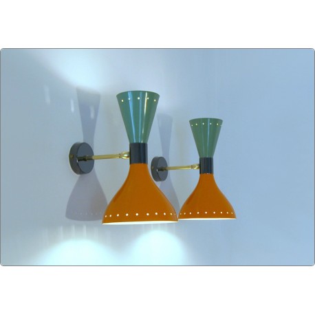 Applique Art. A-148 - Metallo / Ottone - VERDE Chiaro / ARANCIONE